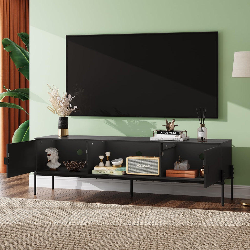 Black TV Stand with Metal Legs J942