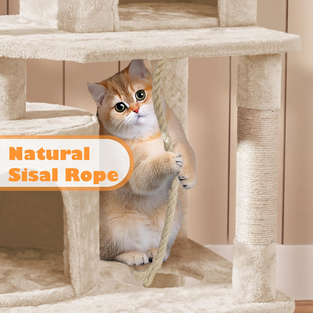 Beige 70.5in Multi-Level Cat Tree L894281