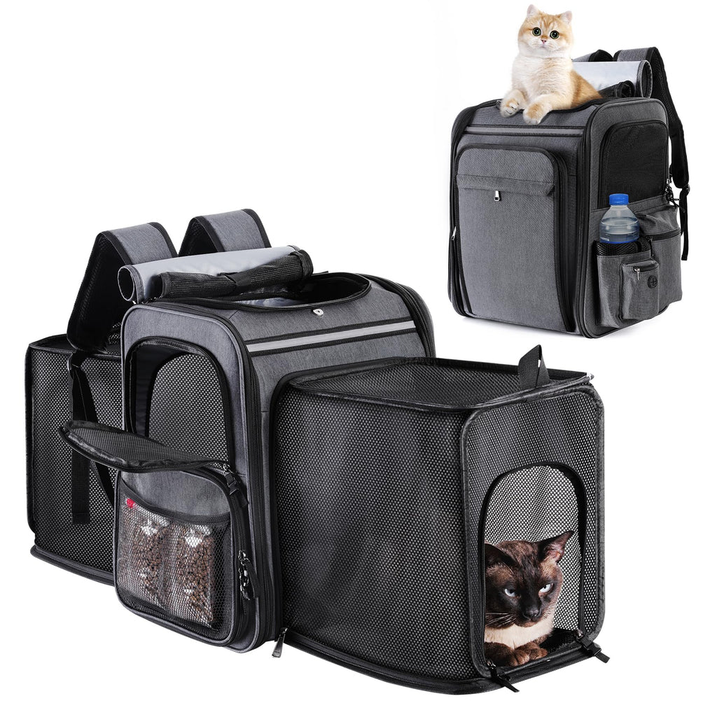 Double Side Expandable Cat Backpack Carrier with Breathable Mesh L68233