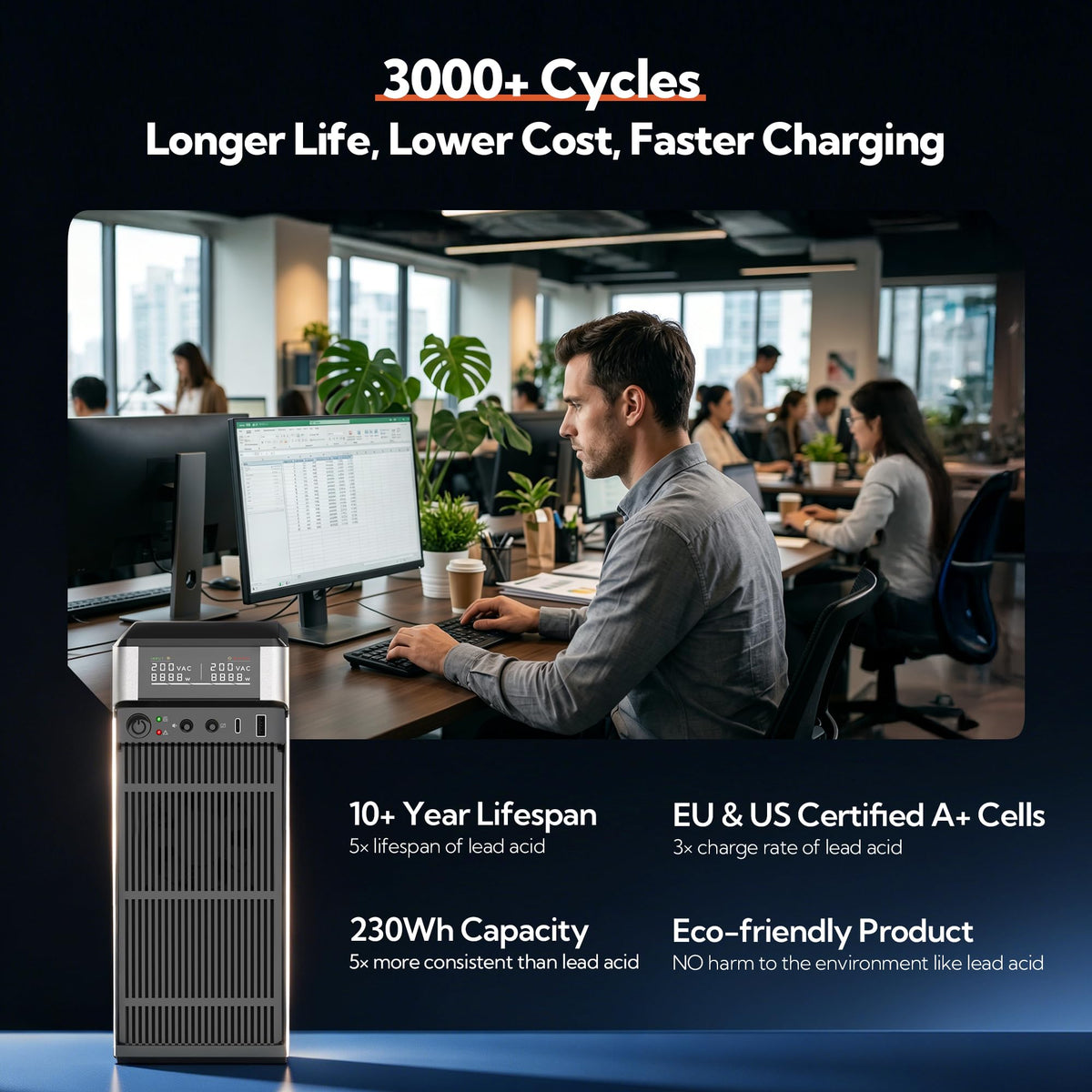 1500VA/1000W LiFePO4 UPS Battery Backup & Surge Protector B73983