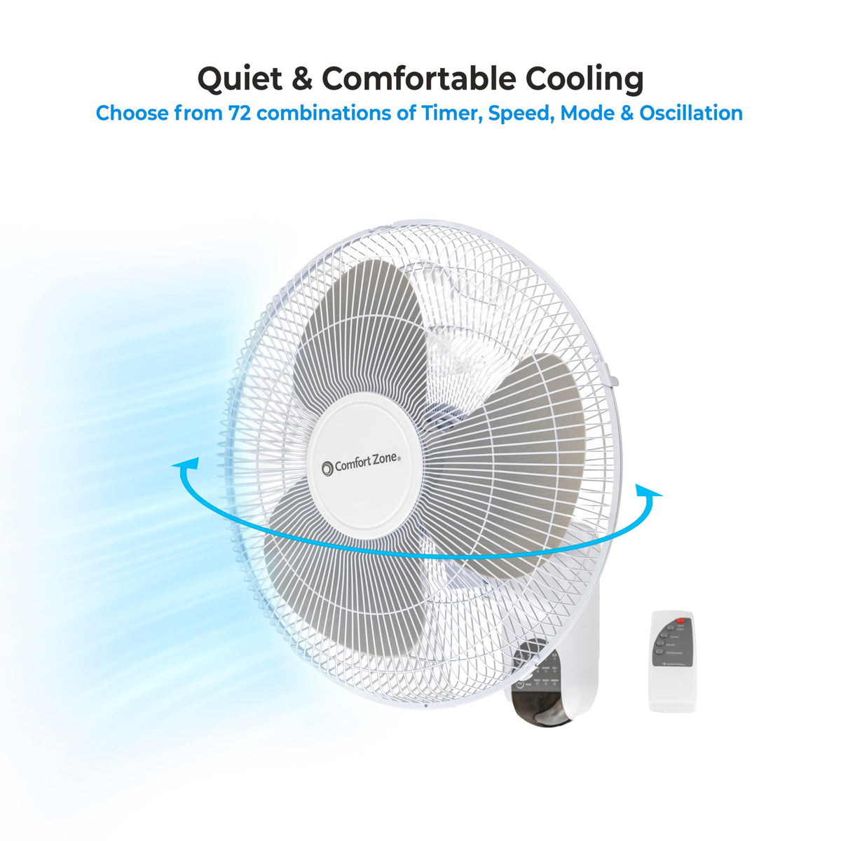 16 inch 3 Speed Oscillating Wall Mount Fan with Remote Control S91680