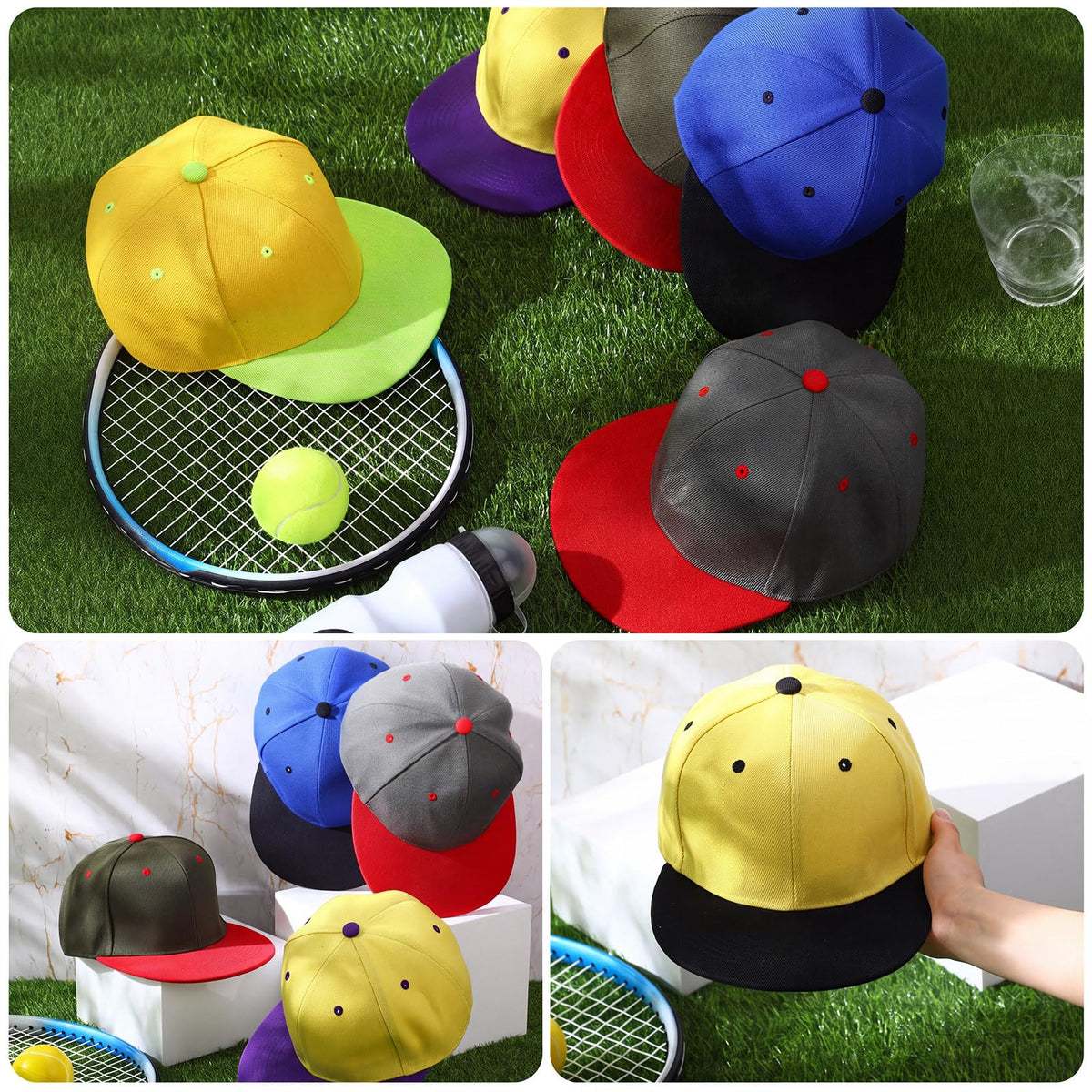 30 Pcs Flat Bill Snapback Hats Bulk Adjustable P674595