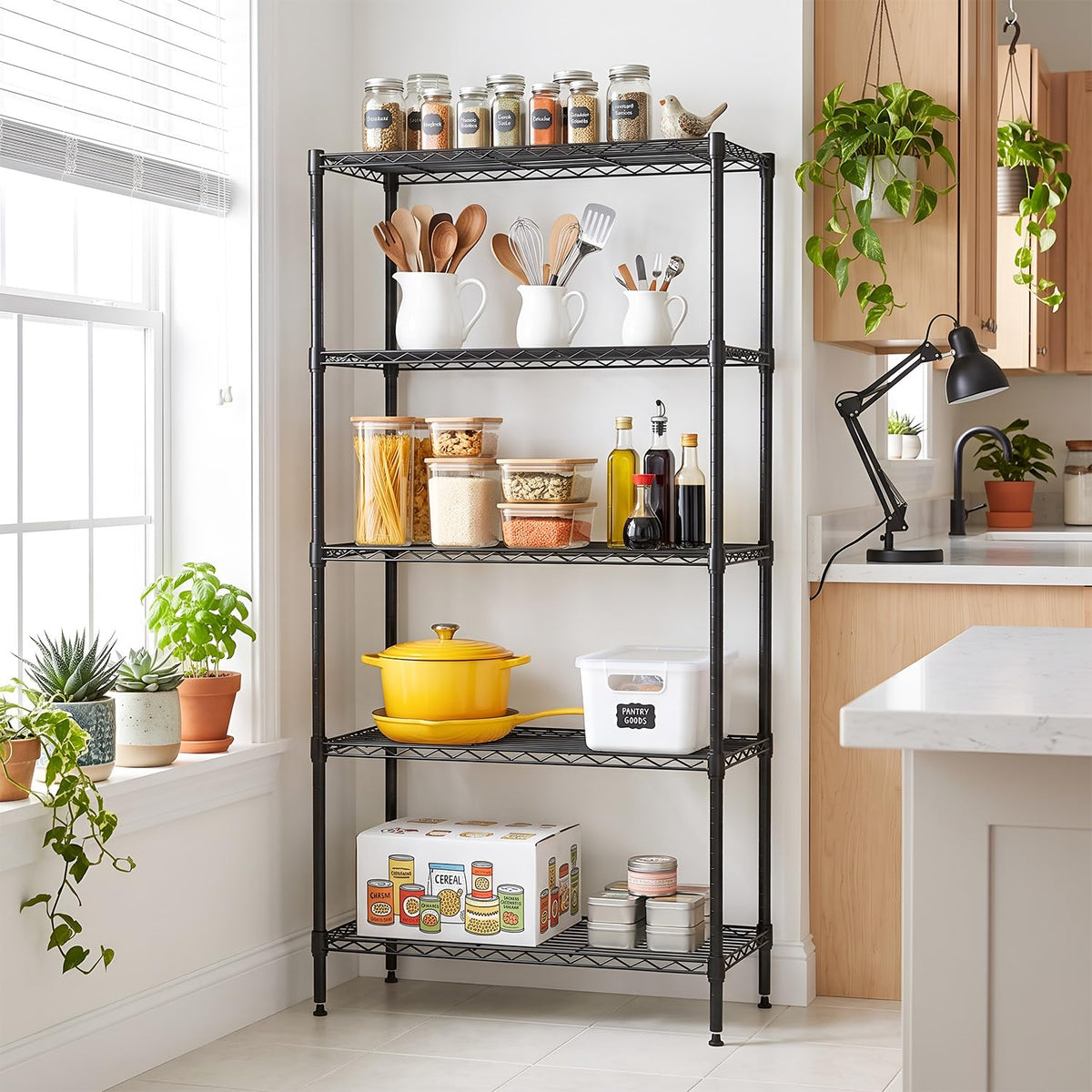 5-Tier Wire Shelf with Wheels D560646