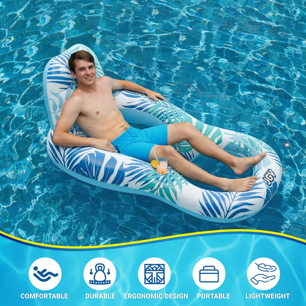 Inflatable Pool Float Chair with Drink Holder J86785