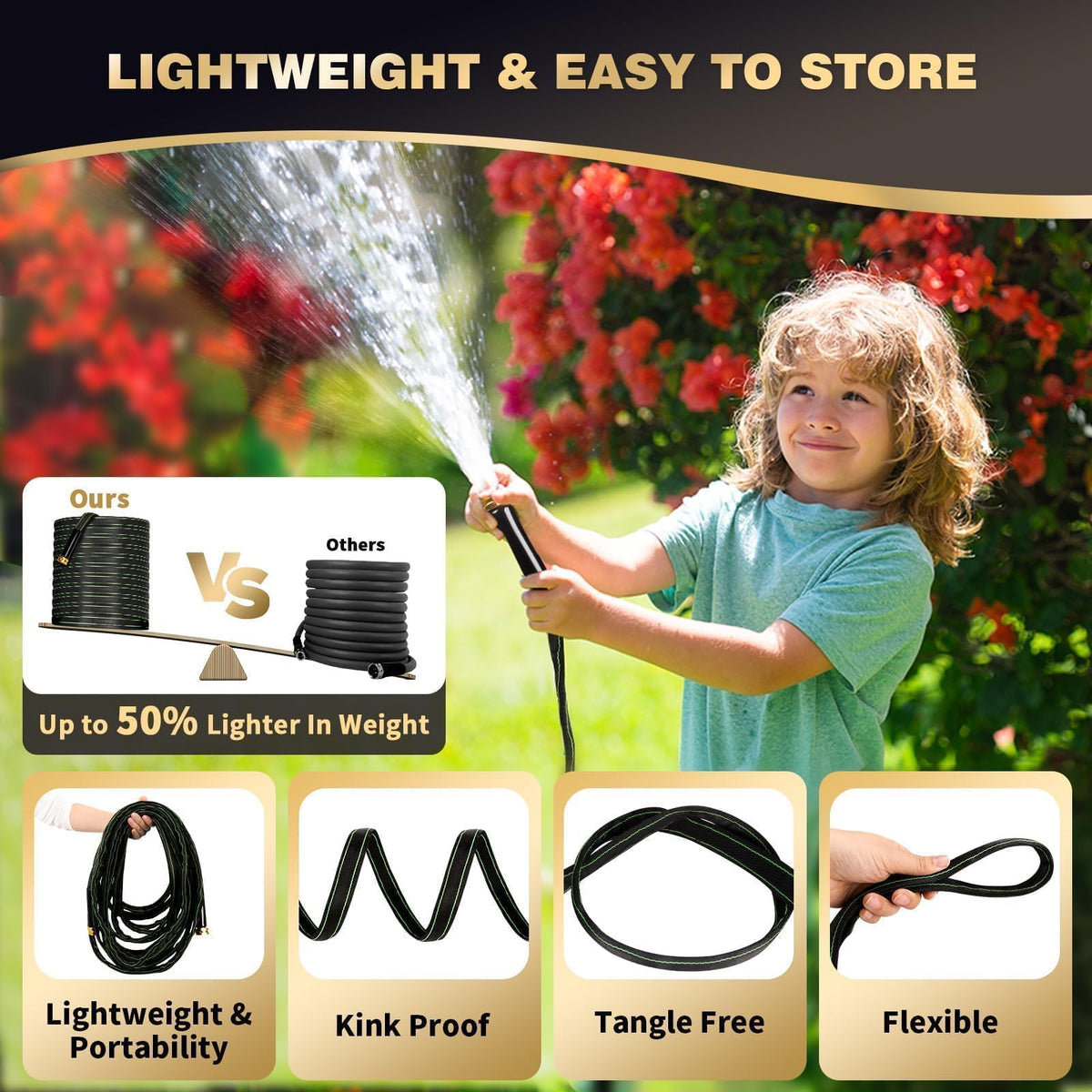 100 ft Heavy Duty No Kink Garden Hose D287