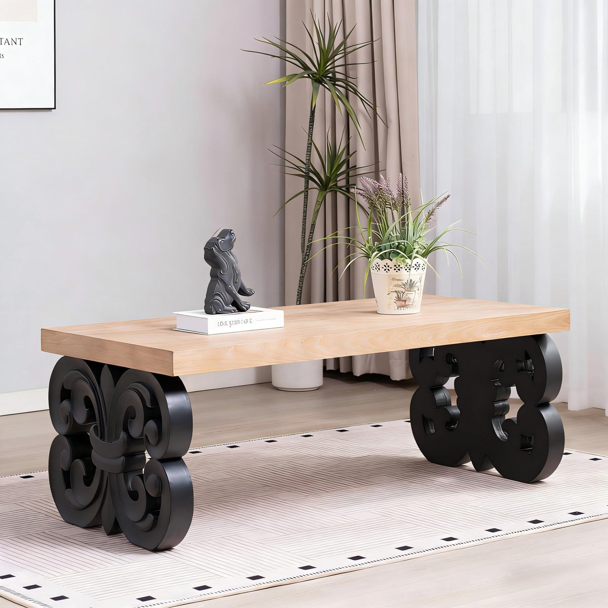 Rectangle Coffee Table with Wood Top Q976997