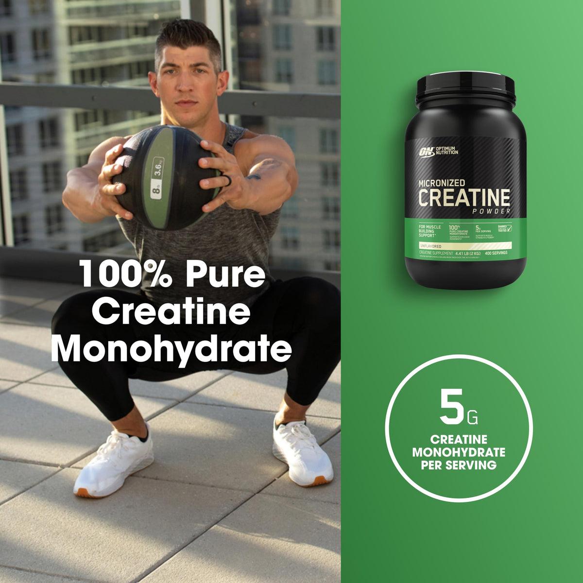 Unflavored Micronized Creatine Monohydrate Powder 400 Servings X244293