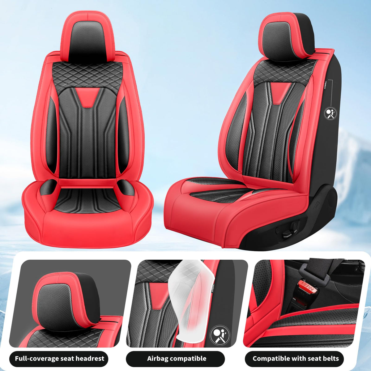 Car Seat Covers Red & Black W891