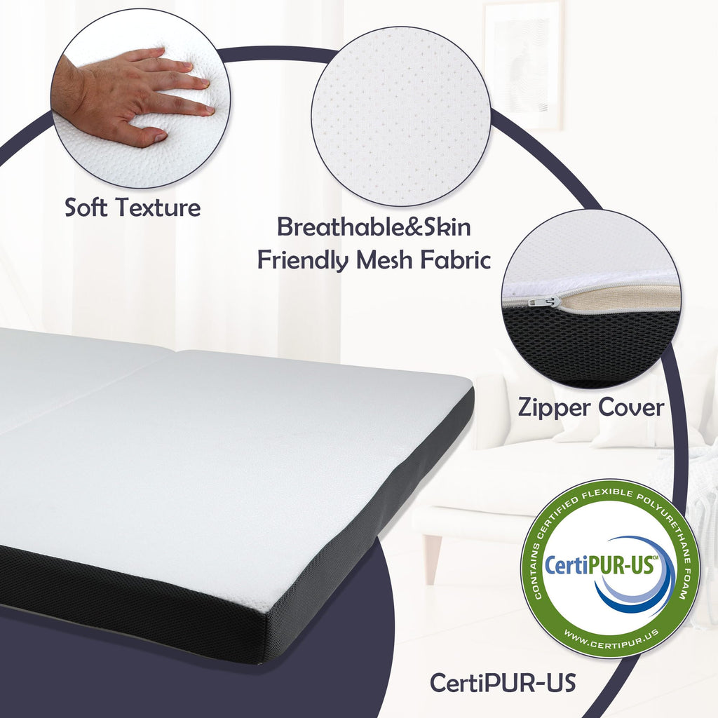 Memory Foam Folding Mattress Full 3 Inch Trifold with Washable Cover E21904