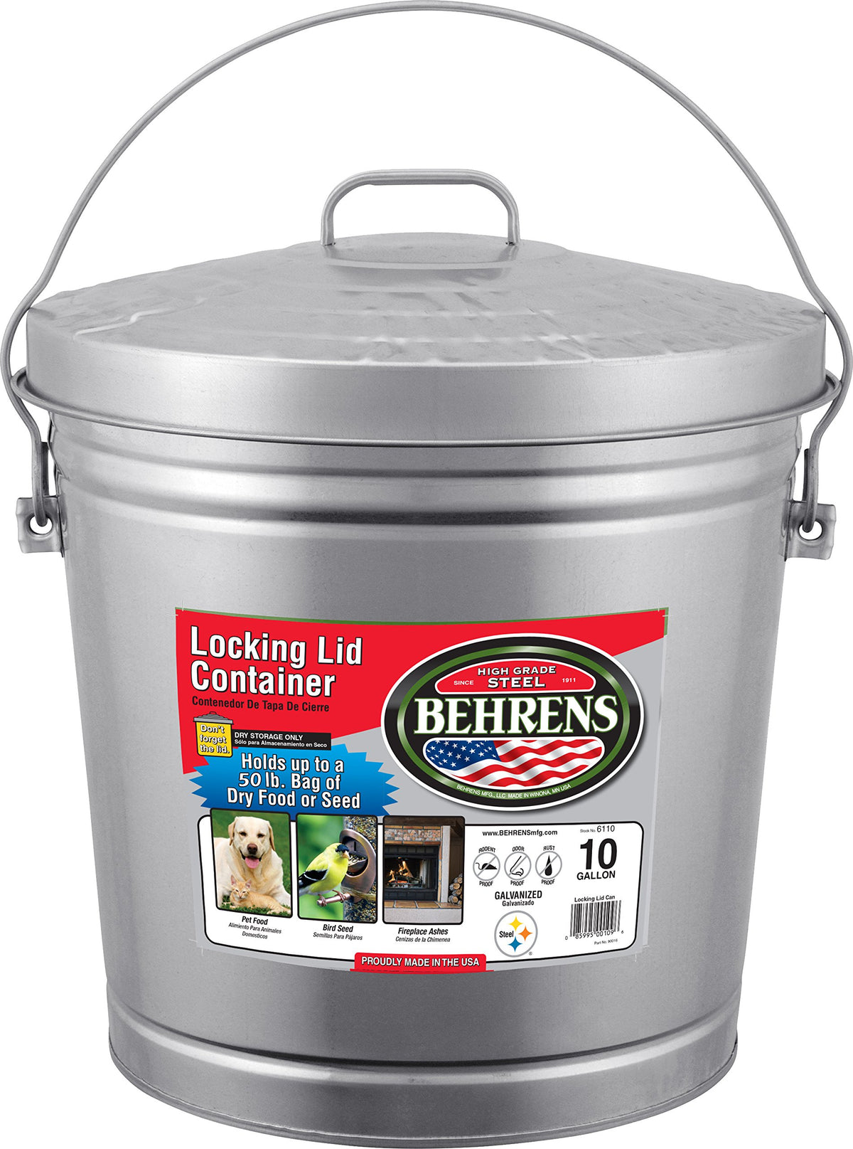 10-Gallon Locking Lid Can U54491