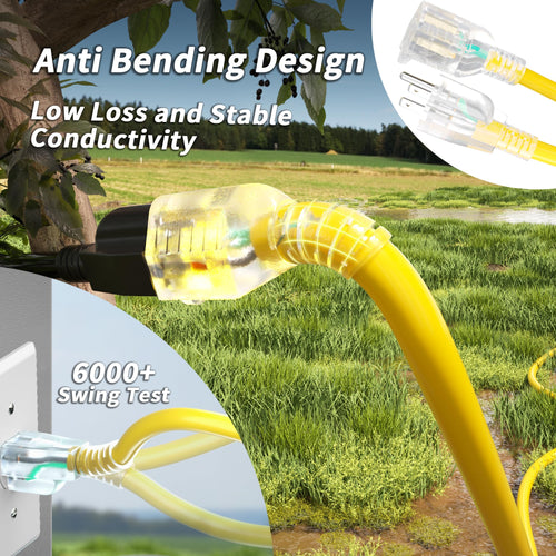 100ft 10 Gauge Waterproof Outdoor Extension Cord Yellow W773652