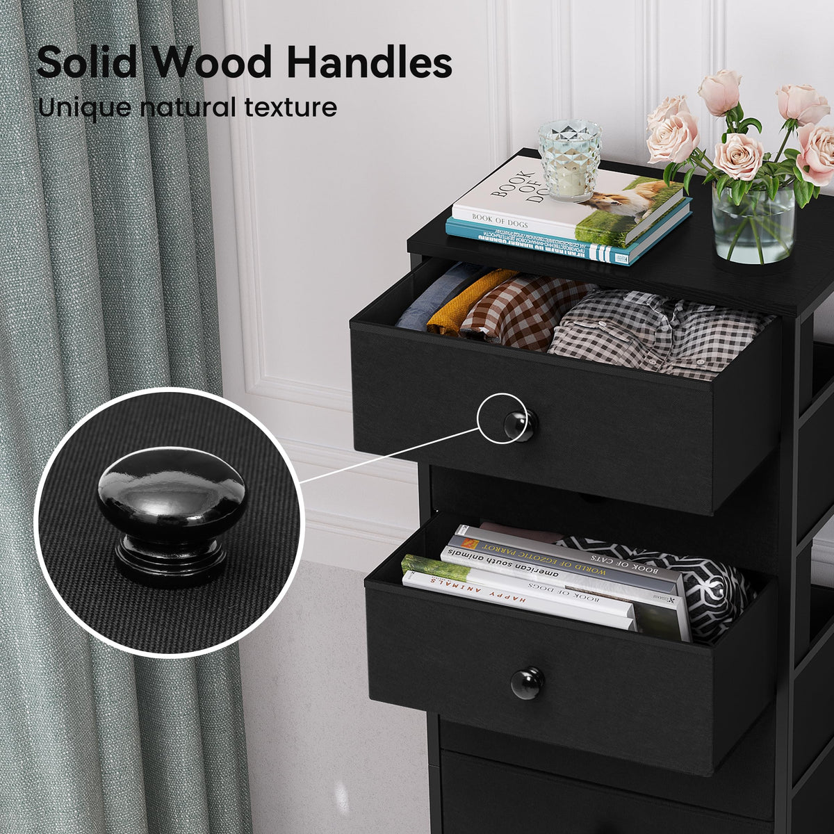 Black 8 Drawer Fabric Dresser M14078