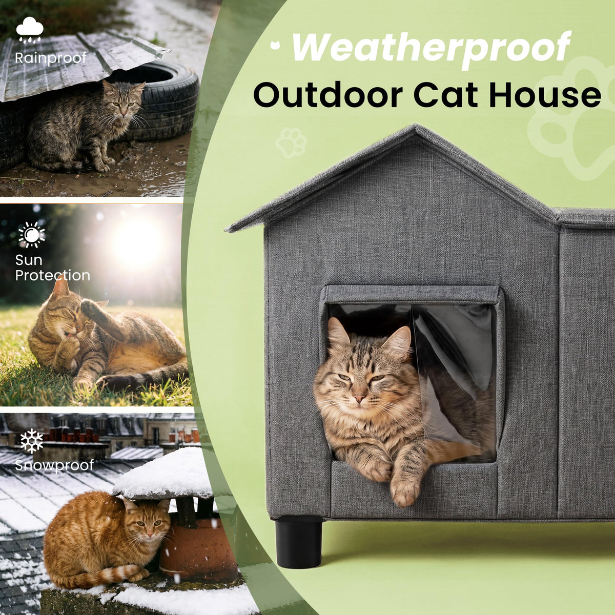 Weatherproof Elevated Cat House V7661