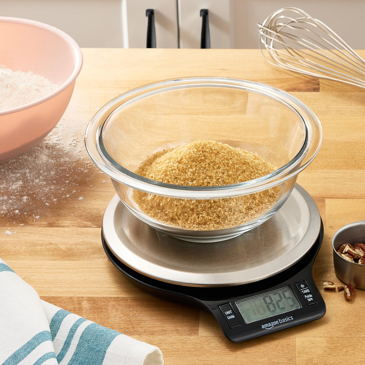 Digital Kitchen Scale with LCD Display, Black and Stainless Steel A64210