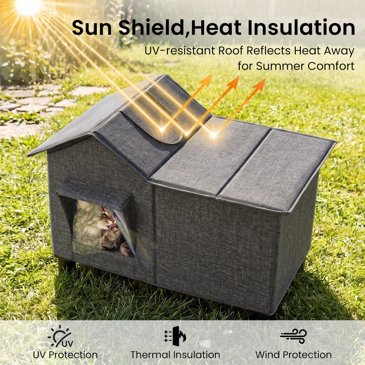 Weatherproof Elevated Cat House V7661