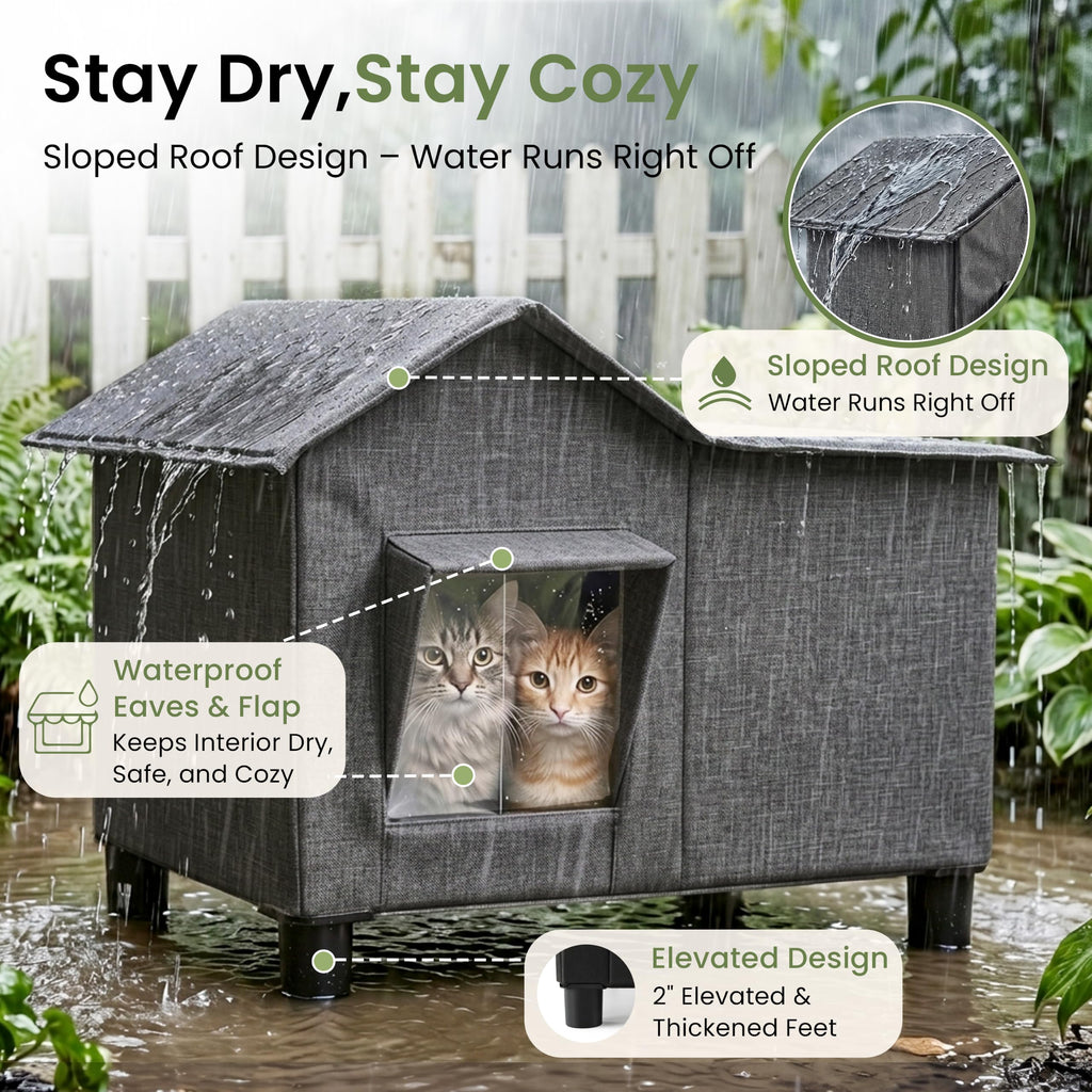Weatherproof Elevated Cat House V7661