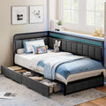 Twin Corner Bed Frame with Upholstered Guardrail B6412
