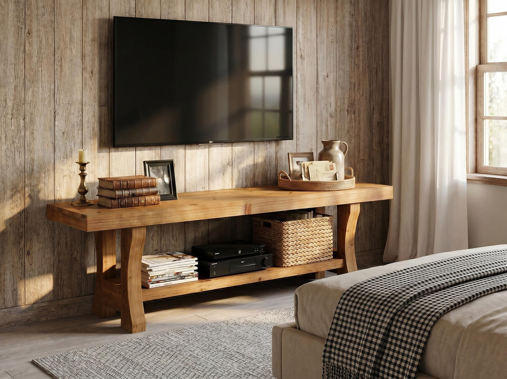 Brown Solid Wood 2-Tier TV Stand P585088