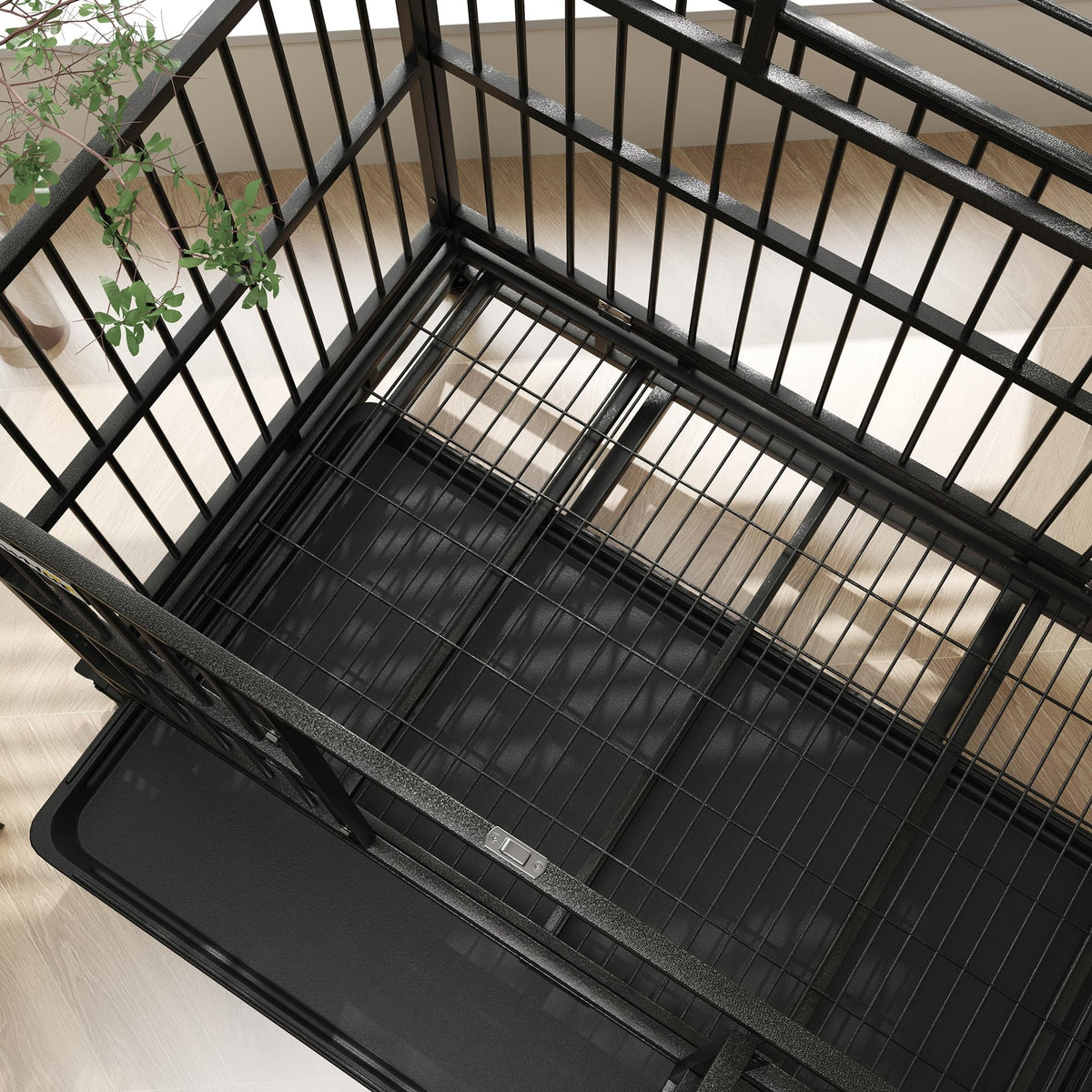48" Heavy Duty Metal Dog Crate with Lockable Wheels H6085