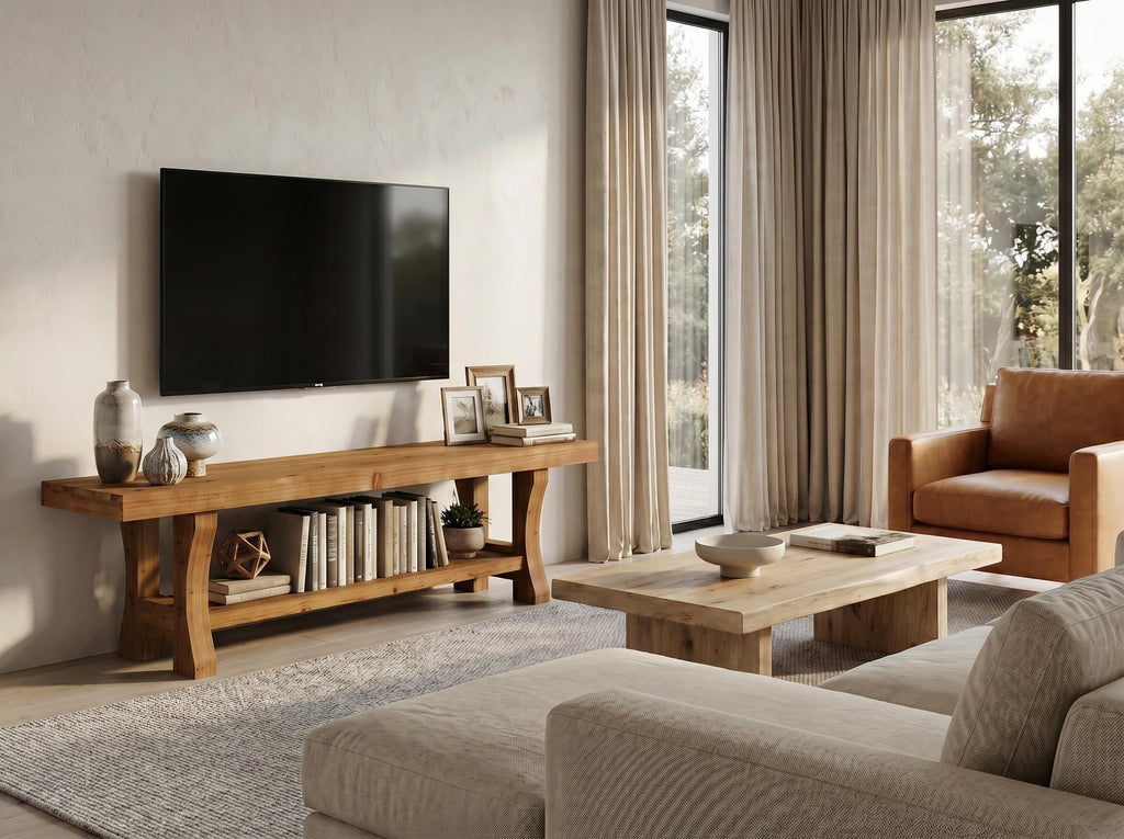 Brown Solid Wood 2-Tier TV Stand P585088