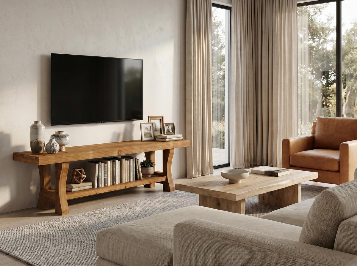 Brown Solid Wood 2-Tier TV Stand P585088