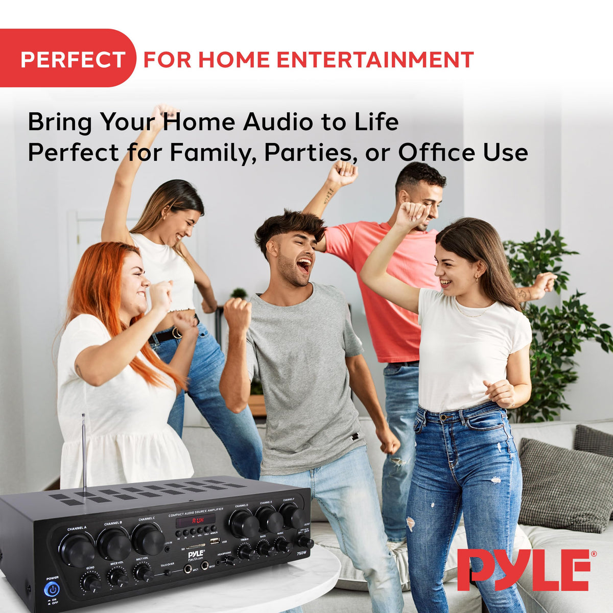 6 Channel 750 Watt Bluetooth Wireless Home Amplifier J67455