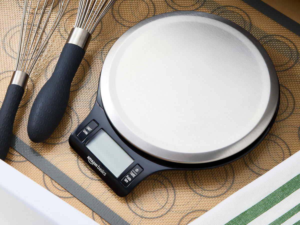 Digital Kitchen Scale with LCD Display, Black and Stainless Steel A64210