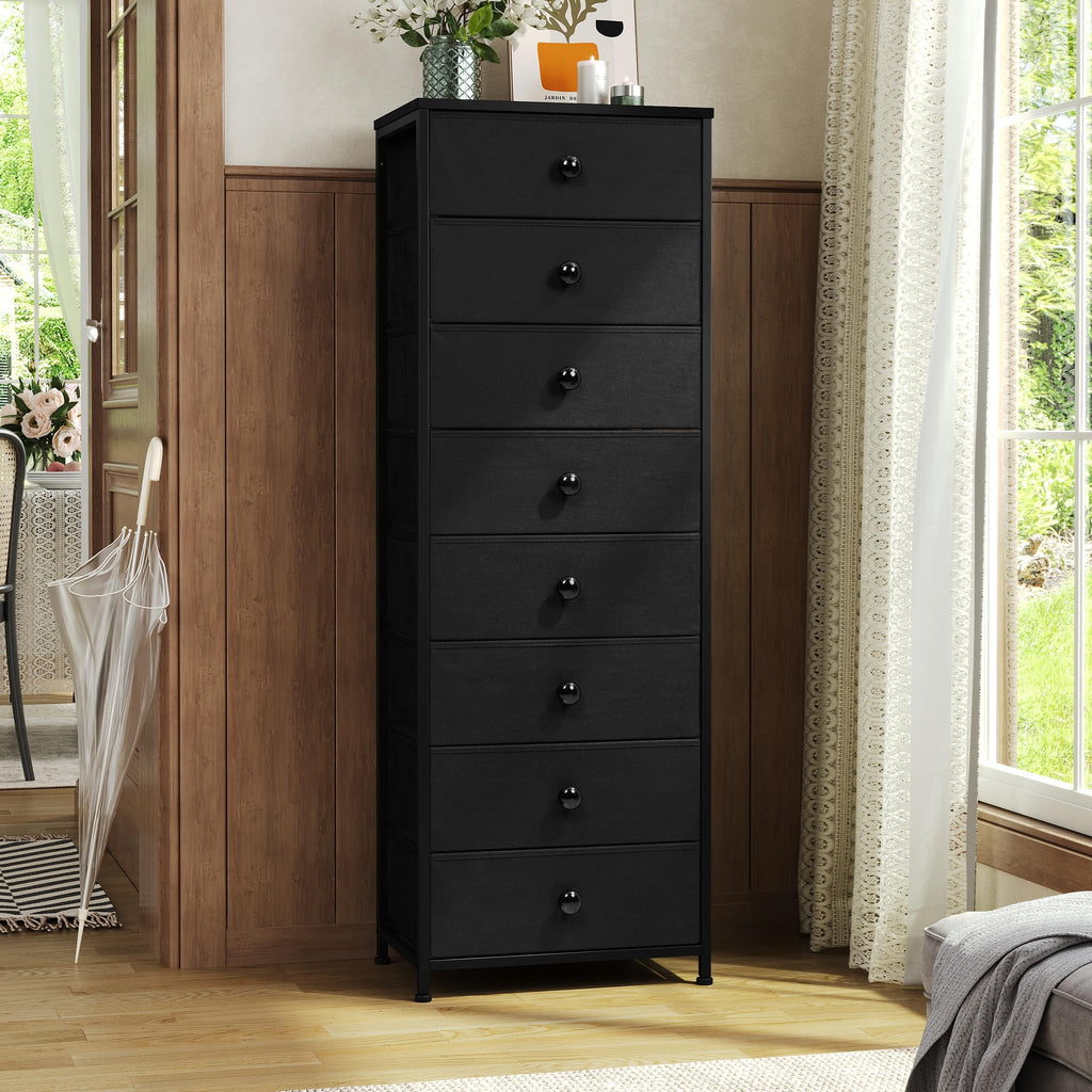 Black 8 Drawer Fabric Dresser M14078