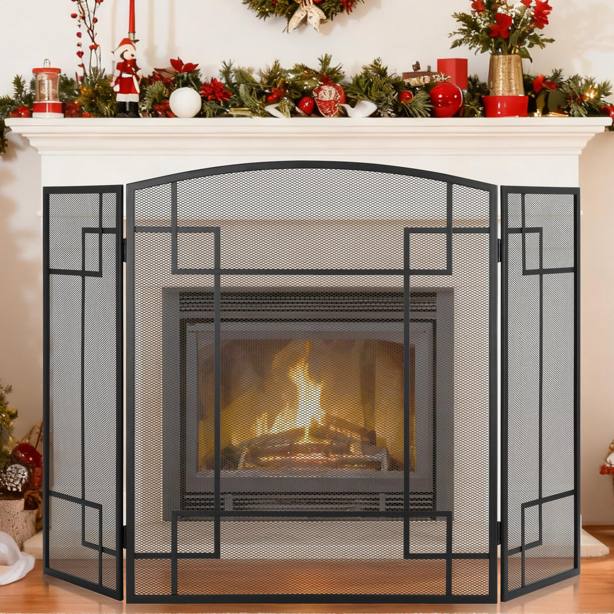 Fireplace Screen 3 Panel Wrought Iron N939